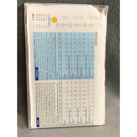 Butterick 4045 Women's Dress & Jumpsuit Sewing Pattern Sizes 18-20-22 Uncut - Picture 2 of 2